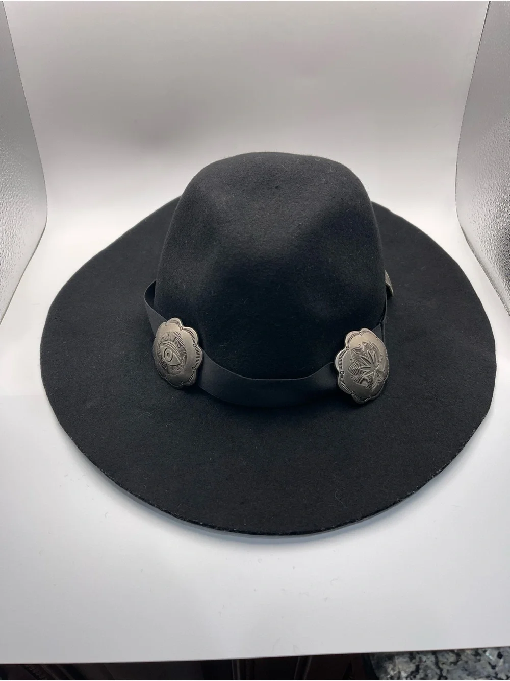 UNIF Black Concho Hat Floppy Brim Rare